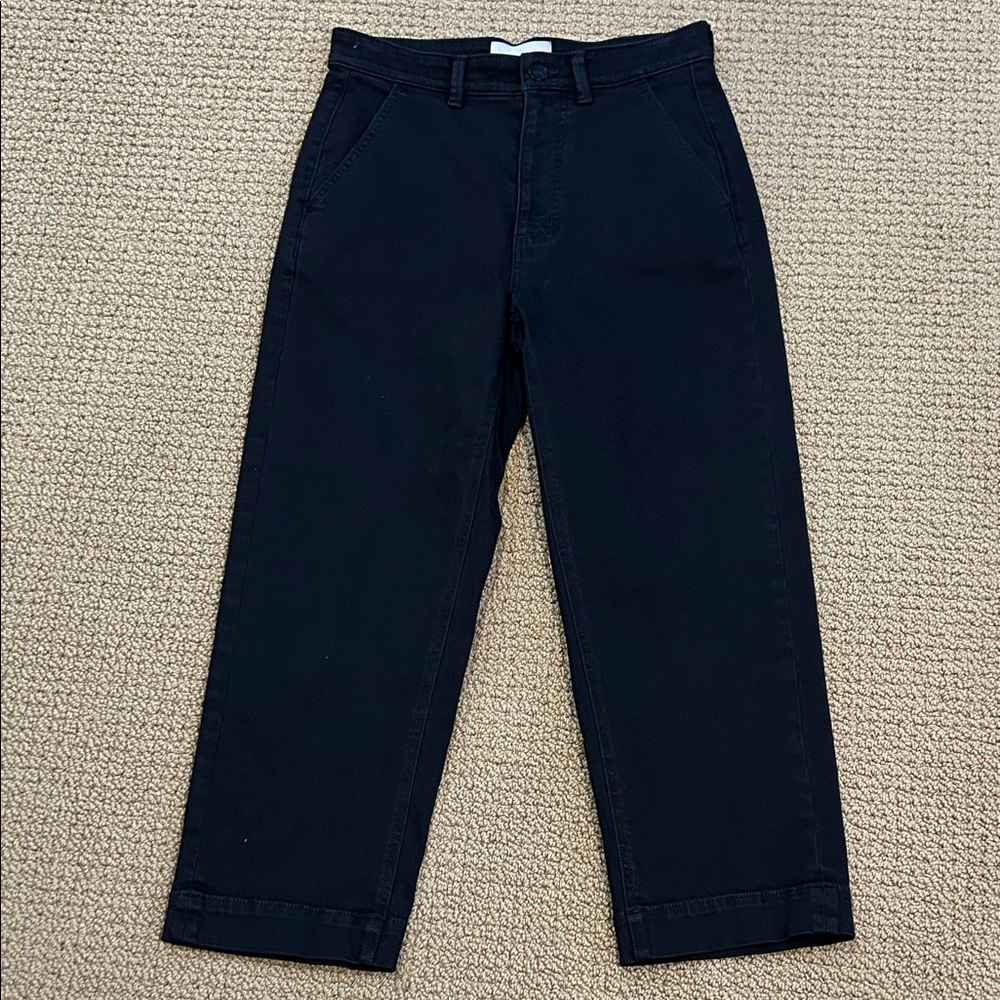 Everlane The Straight Leg Crop Pant Short size 6 Black High Rise